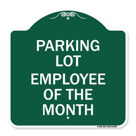 SIGNMISSION Designer Series Sign-Employee of Month, Green & White Aluminum Sign, 18" x 18", GW-1818-24105 A-DES-GW-1818-24105